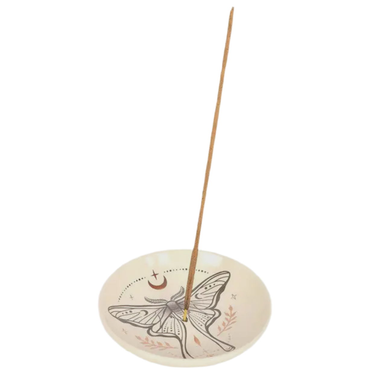 Luna Moth Incense Stick Holder with ceramic design