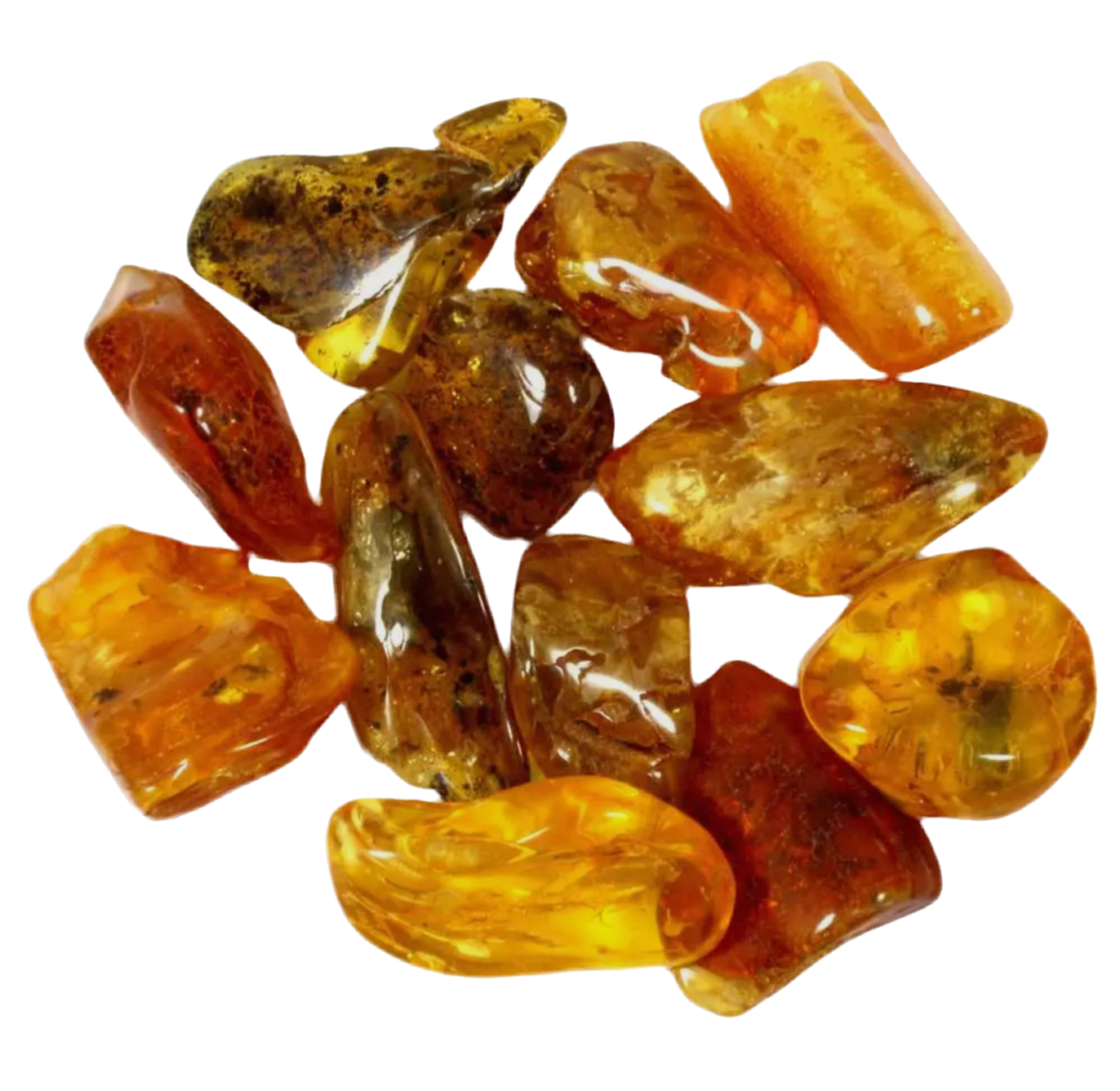 Calming Amber crystal for stress relief and tranquility with orange and brown hues