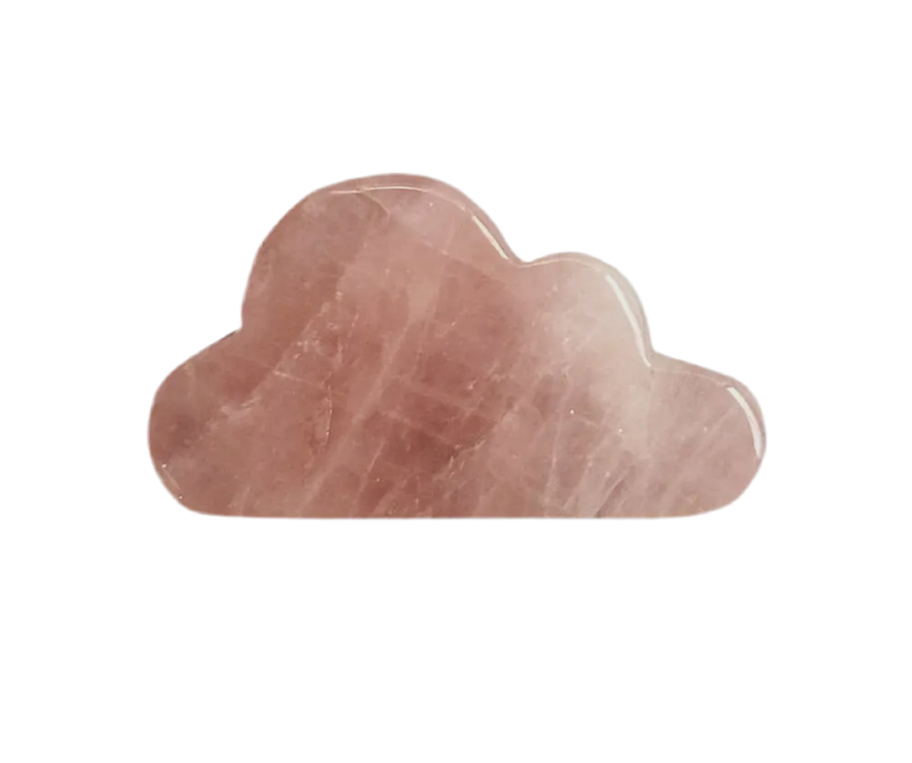 Healing Rose Quartz stone carved in a cloud  shape promoting clarity and energy