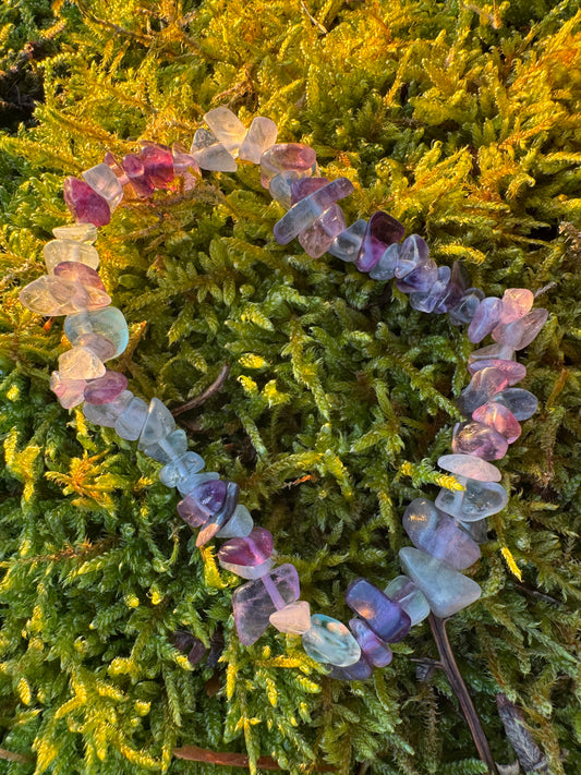 Fluorite Stone Chip Bracelet