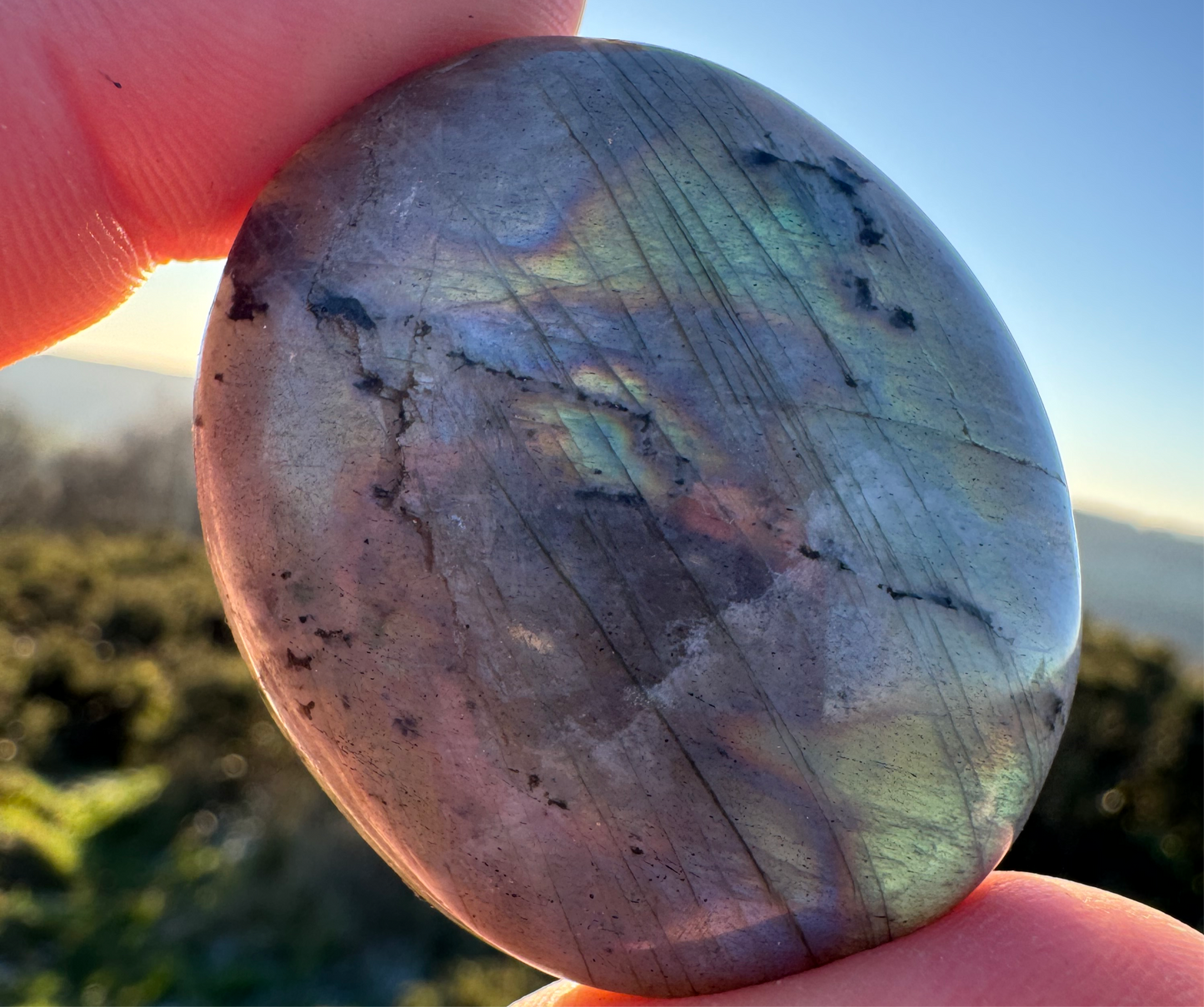 Labradorite Purple Flash Palmstone