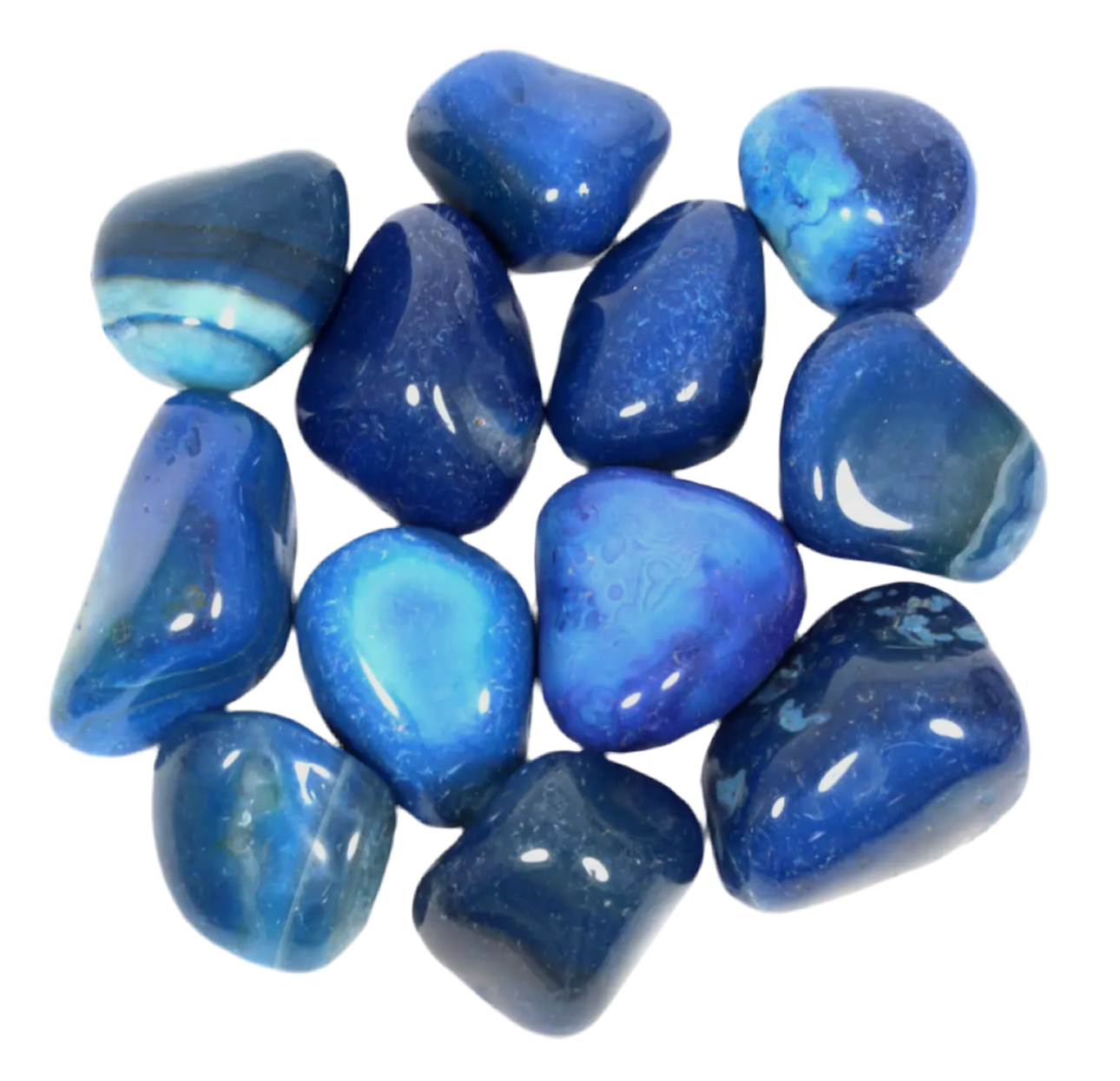 Blue Polished Agate tumblestone with natural banding