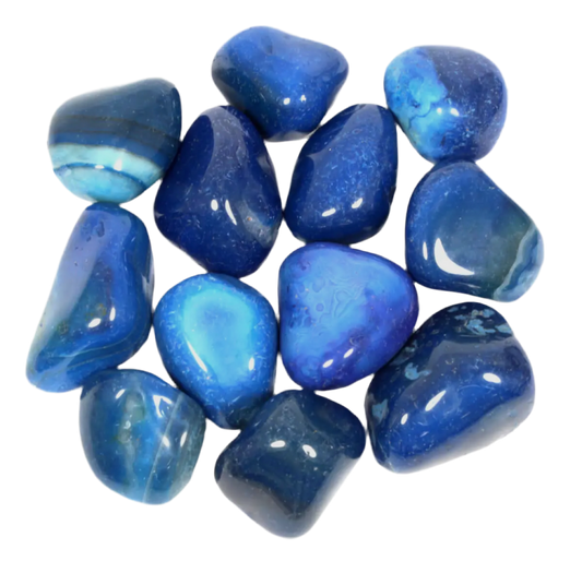 Blue Polished Agate tumblestone with natural banding