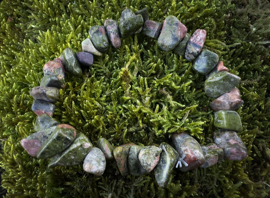 Unakite Stone Chip Bracelet