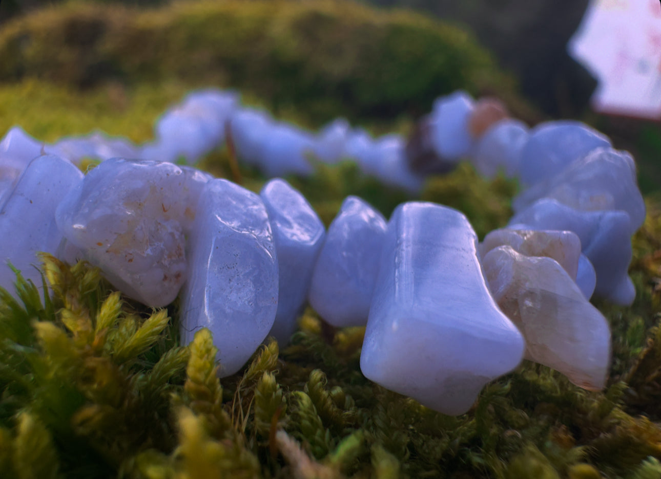 Blue Lace Agate Stone Chip Bracelet