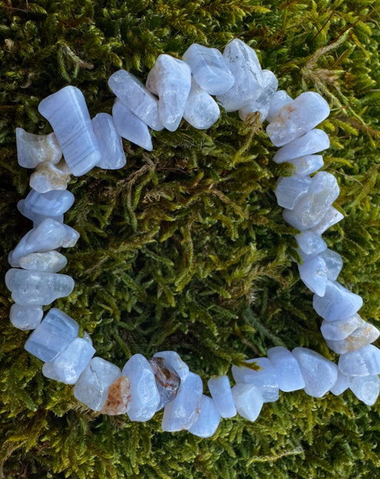 Blue Lace Agate Stone Chip Bracelet